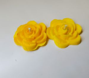 Yellow Rose Shaped Floating Candle