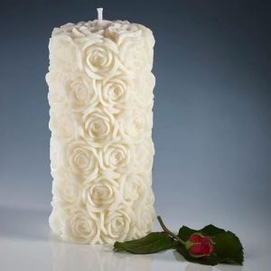 White Rose Pillar Candle