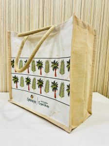 Beautifully Printed Jucos ( Combination of Jute & Cotton) Ladies Shopping Bag for Versatile Use