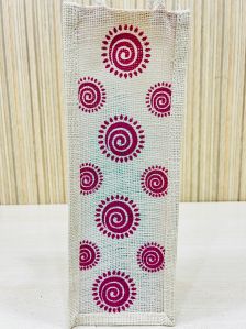 Eco-Friendly Durable and Stylish Jute Bag for Wine Bottle With White and Pink Design