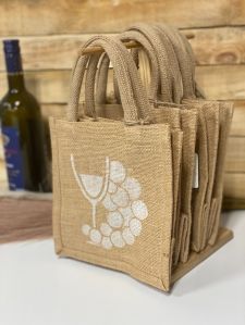 Handpainted jute Shopping Bag with Wine Themes for Any Occasion or parties