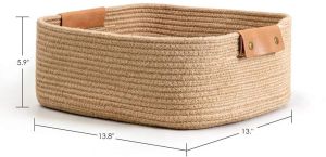 Jute Storage Basket For Shelf Organizing And Household Living