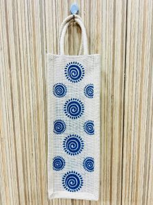 Stylish and Sustainable Jute Wine Bag with White and Blue Colour Combination