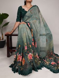 Floral Printed Georgette Saree