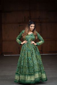 Gaji Silk Bandhej Print Gown