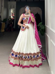 Pure Rayon With Gamthi Work Lace Border Lehenga Choli