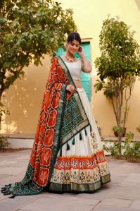 Tussar Silk Patola Print With Foil Print Lehenga Choli