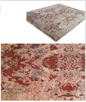 Erased Hand Knotted Indo Tibetan Carpet