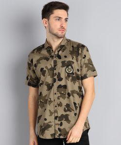 Mens Half Sleeves Army Printed Shirt