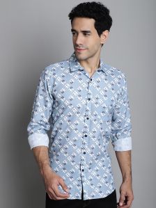 Mens Multicolor Cotton Printed Shirt