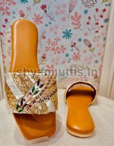 Ladies Sequence Work Flat Sandals