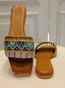 Ladies Sequence Work Flat Sandals