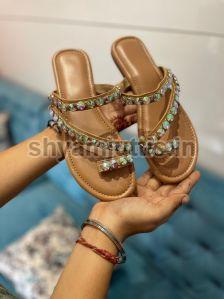 Ladies Kolhapuri Studded Flat Sandals