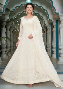 Georgette Lucknowi Work Anarkali Gown