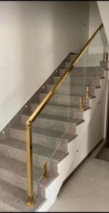 Stainless Steel Glass Gold Railing