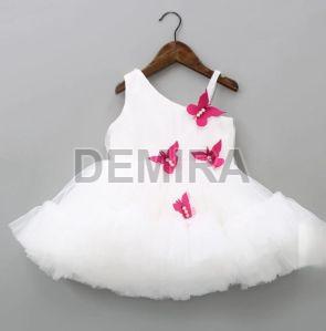 Girls White Party Wear Frock