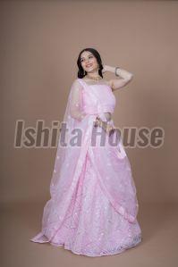 Ladies Baby Pink Party Wear Lehenga Choli