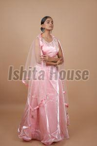 Ladies Baby Pink Satin Lehenga Choli