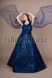 Ladies Dark Blue Designer Gown