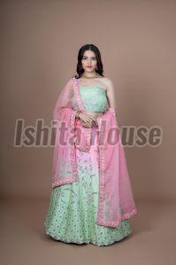 Ladies Double Shade Embroidery Work Lehenga Choli