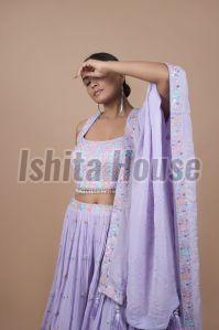 Ladies Lavender Viscose Lehenga Choli