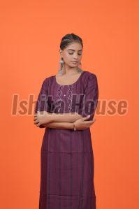 Ladies Maroon Cotton Kurti