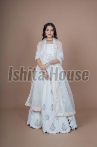 Ladies White Party Wear Lehenga Choli