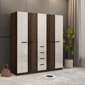 1603A Wardrobe Matt Brown + Cream High Gloss (8S+16L)