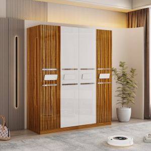 6611A Wardrobe WildOak High Gloss + White High Gloss (15L+10L)