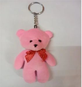 Pink Fibre Soft Teddy Keychain