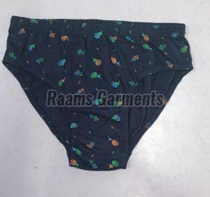 Ladies High Rise Navy Blue Printed Cotton Panties