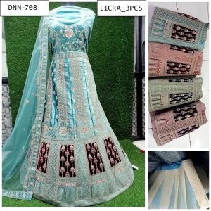 Lycra Velvet Embroidered Lehenga