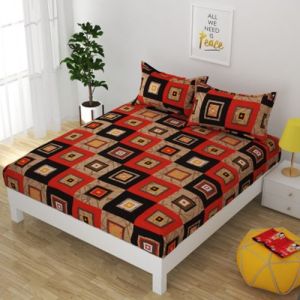 3D Gold Multicoloured Double Bed Sheet