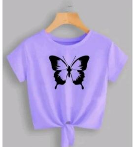 Lavender Crop DARK BUTTREFLY Top Printed t-shirt