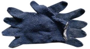 Blue Cotton Knitted Gloves