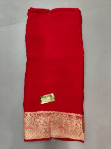 plain boarder moss chiffon saree