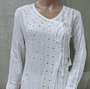 Chikankari White Chanderi Kurti