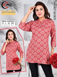 Rayon Foil Print Short Kurti