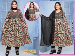 Rayon Printed Ladies 3 Piece Suit