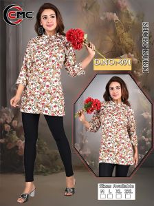 Rayon Foil Print Short Kurti