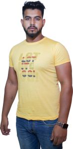 Mens Yellow Regular Fit T Shirt