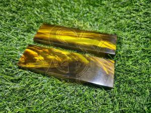 Dyed Buffalo Horn Yellow Strips Handle Scales