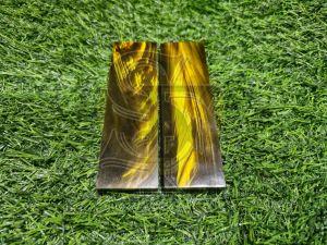 Dyed Buffalo Horn Yellow Strips Handle Scales