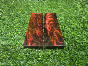 Dyed Buffalo Horn Red Strips Handle Scales
