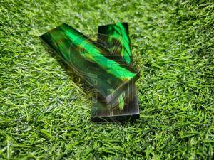 Dyed Buffalo Horn Green Strips Handle Scales