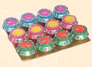 12 Pcs Rajasthani Matki Wax Diya