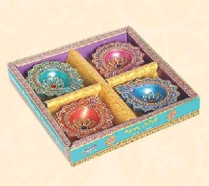 4 Pcs Decorative Non Wax Diya