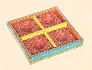 4 Pcs Decorative Non Wax Diya