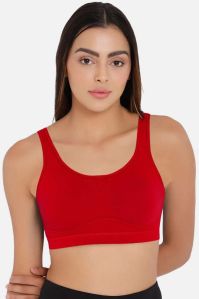 Red Non Padded Sports Bra