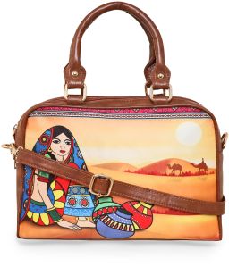 Pot Lady print Satin Handbag